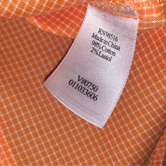 Women’s M COLDWATER CREEK Orange Sherbert Micro Checked Button Down Career Shirt - Picture 6 of 15
